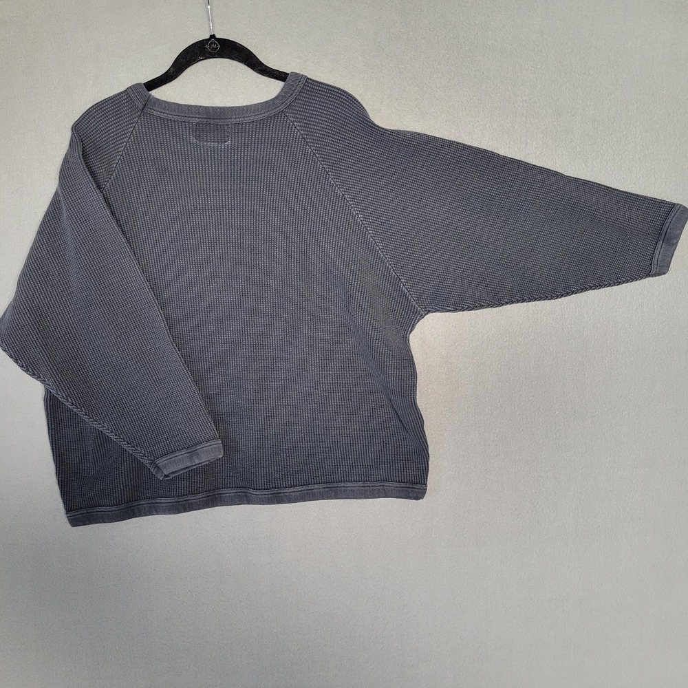 Vintage InStyle Waffle Knit Oversized Crewneck Grey Sweatshirt One Size - Picture 5 of 9